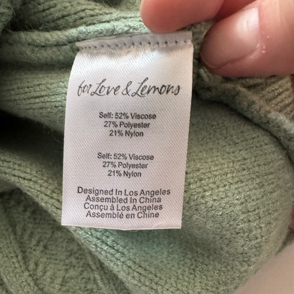 For Love & Lemons NWT Sydney Crop Sweater in Sage Sz 1X - Picture 11 of 12